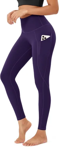 ODODOS - Leggings de yoga con cintura alta y bolsillos para mujer, pantalones de yoga deportivos con control de abdomen, no se transparentan, para