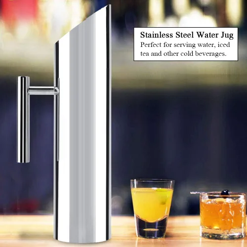 Miniatura 3 de Jarra de agua de acero inoxidable con protector de hielo, jarra de bebida fría, herramienta de servicio de hotel para el hogar (2L)