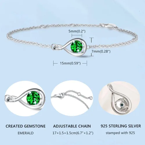 Miniatura 6 de FANCIME Pulsera de Amor de Plata de Ley 925 Pulseras de Piedra Natal Infinita para Mujeres, Joyería Fina, Regalos de Cumpleaños y Navidad para Ella
