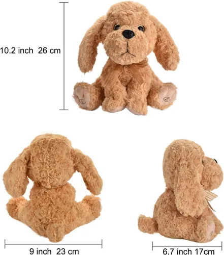 Miniatura 5 de Juguete de peluche interactivo que canta - Perro de peluche graba y repite lo que dices, 8 canciones, movimientos de cabeza y orejas, cumpleaños