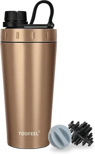 Miniatura 10 de TOOFEEL Botella agitadora de acero inoxidable - Botella agitadora aislada de doble pared de 20 onzas, mantiene frío/calor, para mezclas de proteínas