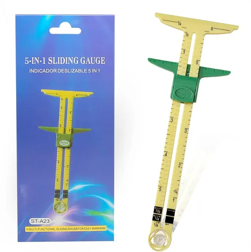Miniatura 6 de 2 piezas Medidor de Costura Deslizante 5 en 1 Práctico Herramientas de Quilting para Principiantes Funciona como Medidor en T, Medidor