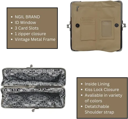 Miniatura 5 de Monedero de embrague de estilo vintage de doble marco, cartera de viaje para mujer