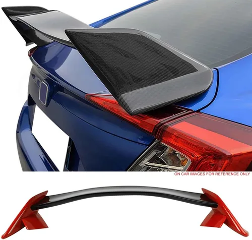 Miniatura 5 de IKON MOTORSPORTS, Alerón de maletero prepintado compatible con Honda Civic 4Dr Sedan 2016-2021, TR pintado #731513 Centro negro brillante y tapa