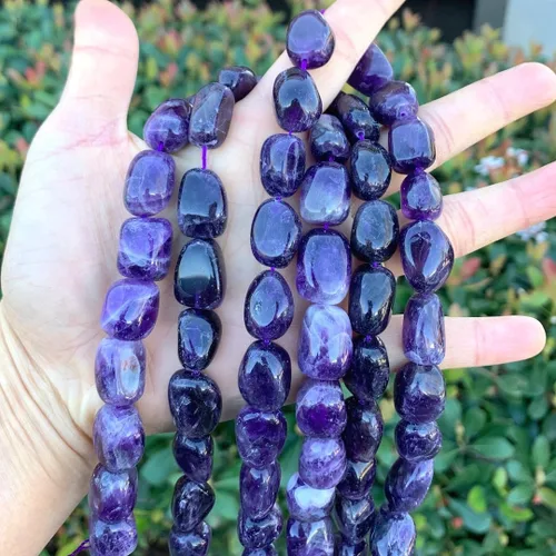 Miniatura 4 de Adabele - 3 hebras de piedras preciosas redondas de amatista púrpura natural, cuentas sueltas de 0.394 a 0.514 pulgadas, espaciador de piedras