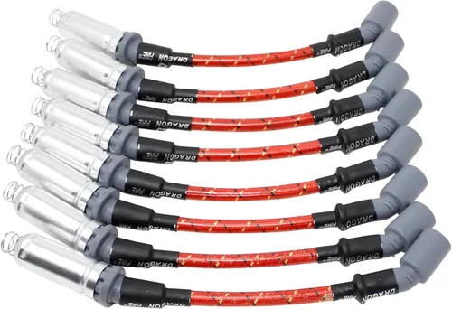 Miniatura 2 de DRAGON FIRE PERFORMANCE Juego de cables de bujías trenzados de tela clásica roja clásica vintage compatible con Buick Chevrolet GMC Cadillac Pontiac