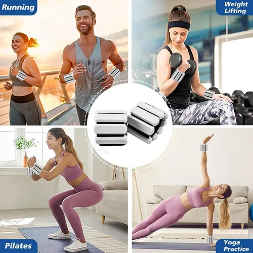Miniatura 7 de Pesas ajustables de muñeca y tobillo para mujeres y hombres, paquete de 2 (1 libra cada una), brazalete de silicona con peso para pilates, gimnasio