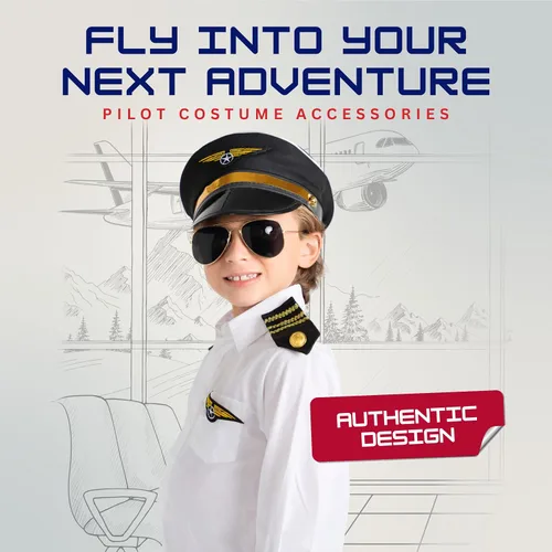 Miniatura 4 de Dress Up America Conjunto de disfraz de piloto - Conjunto de accesorios de disfraz de piloto de aerolínea para niños y adultos