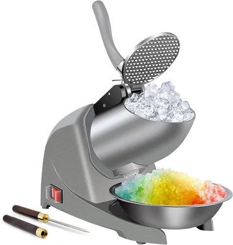 Máquina de cono de nieve 380 W, máquina de hielo afeitado de 3 cuchillas, máquina de afeitar de hielo de 280 libras/hora, trituradora de hielo