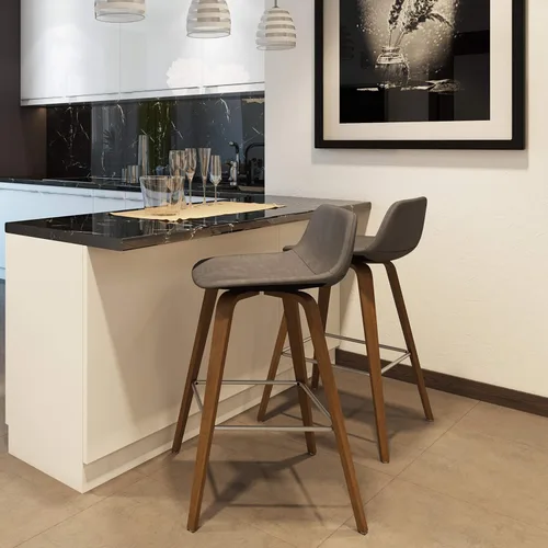Miniatura 2 de SIMPLIHOME Randolph Taburetes de mostrador (juego de 2) – asientos de cocina tapizados de madera curvada de 28 pulgadas de altura de asiento