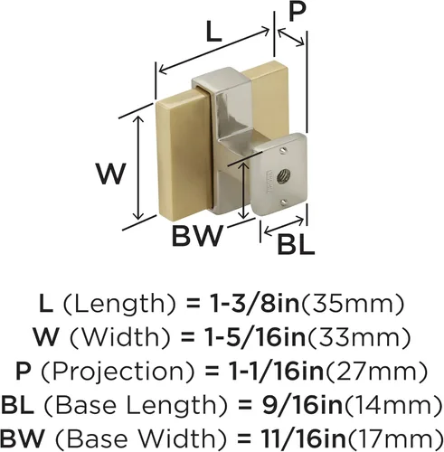 Miniatura 6 de Amerock Perilla de gabinete Oro cepillado/níquel satinado 35 mm de longitud Overton 1 paquete Perilla para cajón Herrajes para gabinete