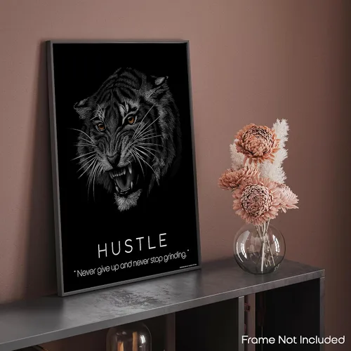 Miniatura 8 de Inspirational Wall Art Co. - Hustle - Pósteres con citas motivacionales de éxito de Tiger Focus - Impresión para el hogar, oficina, negocios