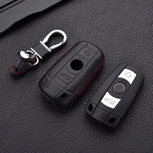 Miniatura 5 de Funda de cuero genuino para llavero para hombres y mujeres para BMW 3 Series 5 Series 6 Series M3 M5 X1 X5 X6 Z4, estuche para llave remota de coche