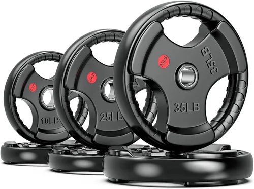 Miniatura 13 de XDDIAS Placas de peso de goma para barra, placa de agarre olímpico de 2 pulgadas para entrenamiento de fuerza, levantamiento de pesas y culturismo