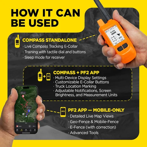 Miniatura 8 de Dogtra PATHFINDER2 MINI Compass Live GPS Dog Tracking & Training System - 4-Mile Range E-Collar Handheld with No Subscription, Offline Maps