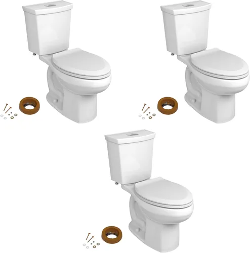 American Standard 606AA002.020 H2Option - Inodoro de dos piezas con asiento de inodoro de cierre suave alargado y anillo de cera, parte delantera