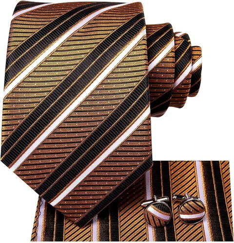 Miniatura 154 de Hi-Tie Corbatas de seda para hombre, diseño de cachemira a rayas, con bolsillo, gemelos cuadrados, conjunto formal de negocios