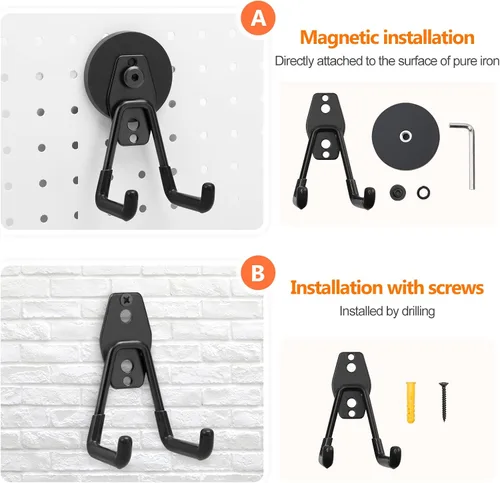 Miniatura 5 de Homde Gancho magnético resistente, paquete de 3 soportes magnéticos fuertes para taller de garaje, colgador grande de utilidad industrial