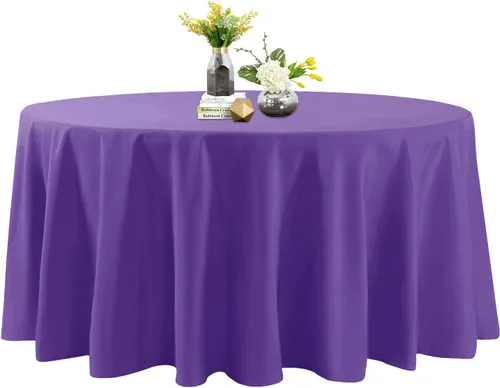 Miniatura 125 de Mantel de poliéster lavable de 90 pulgadas, resistente a las manchas y a las arrugas, mantel decorativo para mesa de comedor, fiestas de bufé y Negro
