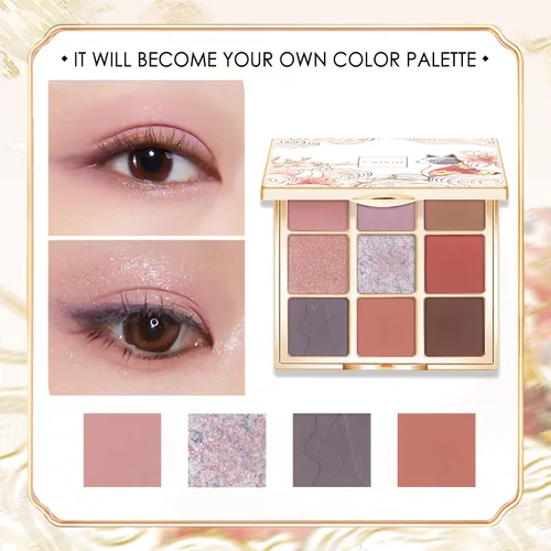Miniatura 5 de Catkin Paletas de sombras de ojos 9 tonos mezclables Sombra de ojos suave de larga duración Maquillaje de ojos mate y purpurina Paletas de C12
