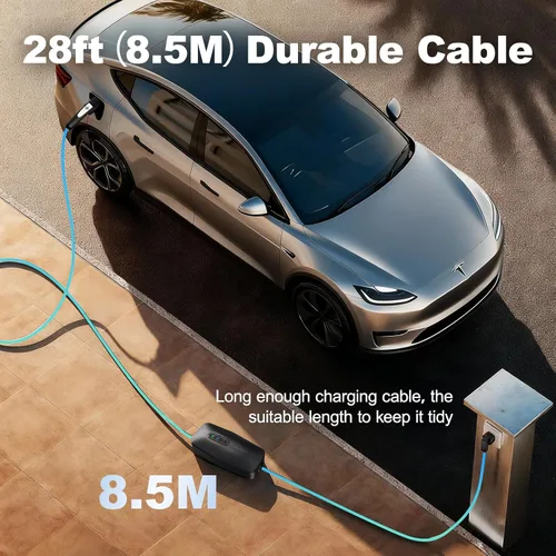 Miniatura 2 de Cargador de vehículo eléctrico de nivel 1/2, 16 amperios y 3.5 kW, cargador portátil con cable de 28 pies, estación de carga doméstica, con enchufe