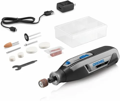 Dremel Lite 7760 N/10 - Herramienta rotatoria inalámbrica de iones de litio de 4V, kit multipropósito de velocidad variable, carga USB, cambios de