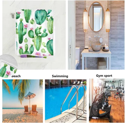 Miniatura 2 de Toallas de mano con diseño de cactus y flores de acuarela de 30 x 15 pulgadas, toallas multiusos para baño, manos, cara, gimnasio, spa