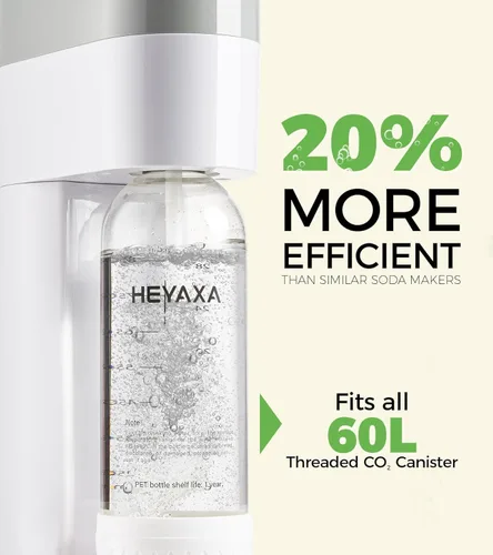 Miniatura 5 de HEYAXA Máquina para hacer agua gasificada, máquina para hacer refrescos rápidamente para crear refrescos, incluye 2 botellas de carbonatación sin