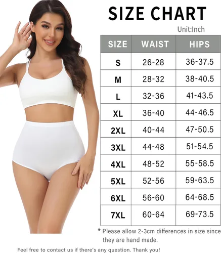 Miniatura 5 de wirarpa Ropa interior de algodón para mujer, de cintura súper alta, elásticos, cobertura completa, paquete de 4