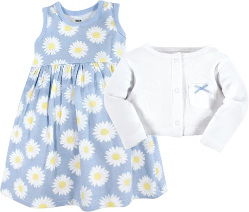 Miniatura 3 de Hudson Baby - Conjunto de vestido y cárdigan de algodón para bebé niña