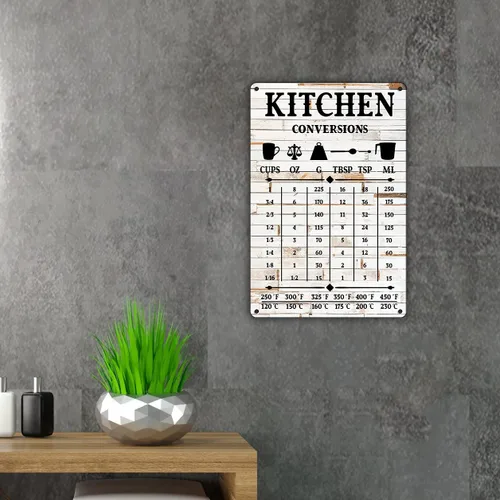 Miniatura 3 de QIONGQI Letrero de cocina divertido (metal), diseño de estaño para decoración de pared, letrero de conversión de cocina rústica de granja