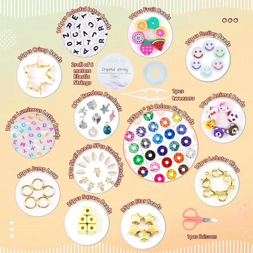 Miniatura 2 de FZIIVQU Juego de 6100 cuentas de arcilla para hacer pulseras para niñas, 24 colores, kit de cuentas de pulsera de amistad con cuentas de letras