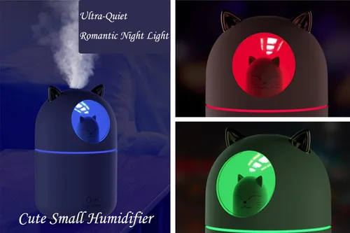 Miniatura 4 de Humidificador pequeño portátil, mini humidificador de niebla fría de 10.1 fl oz con luz nocturna, humidificador personal USB apagado automático
