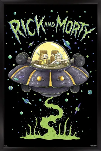 Miniatura 9 de Trends International Rick And Morty - Póster de pared de barco, 14.725 x 22.375 pulgadas, versión enmarcada de madera de granero
