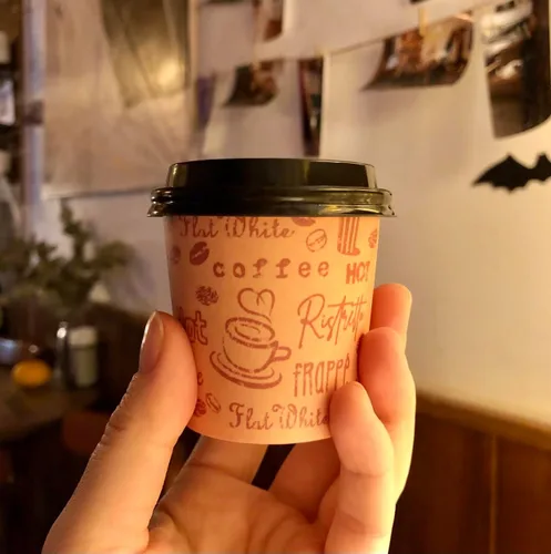 Miniatura 3 de Vasos de papel espresso desechables de 4 onzas con tapas negras, 50 juegos, impresión, tomas de muestra de porciones pequeñas (50, impresión)