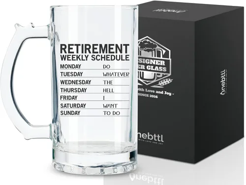 Onebttl Regalos de jubilación para hombres, divertida taza de cerveza de jubilación de 17 onzas (16.9 fl oz), regalos para jubilados para abuelo,