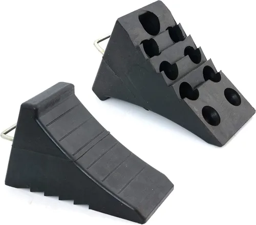Miniatura 2 de AFA Tooling - Cuñas de rueda de goma resistentes con asas de sujeción de acero - Cuña de rueda para vehículo recreativo para llantas delanteras y 4