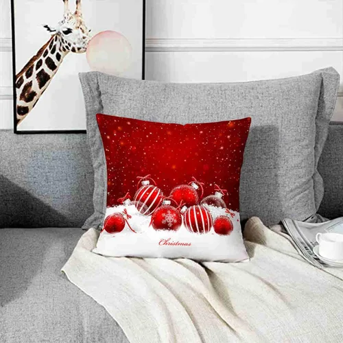 Miniatura 4 de Decoración de bola de Navidad roja y blanca, Feliz Navidad, decoración festiva, funda de almohada, funda de cojín, sofá de oficina en casa, funda