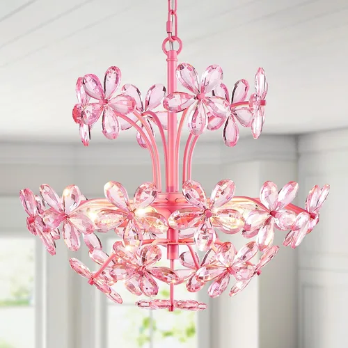 Miniatura 28 de WUZUPS Candelabro colgante de cristal con 5 luces, lámpara de techo moderna para dormitorio, pasillo, bar, cocina, baño, 20.3 pulgadas de alto