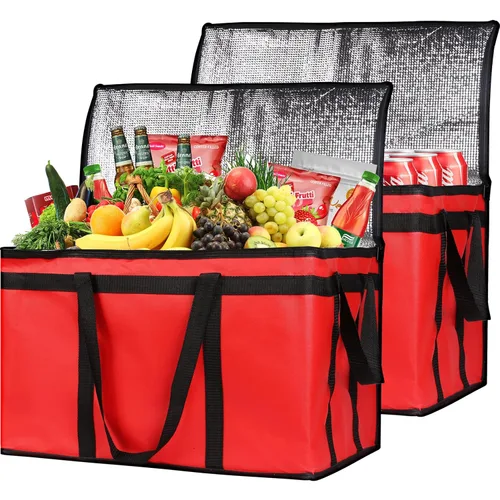 Miniatura 42 de Paquete de 1 bolsa aislada para entrega de alimentos con parte inferior dura, calentadores de alimentos comerciales XXXL para conductores de Negro