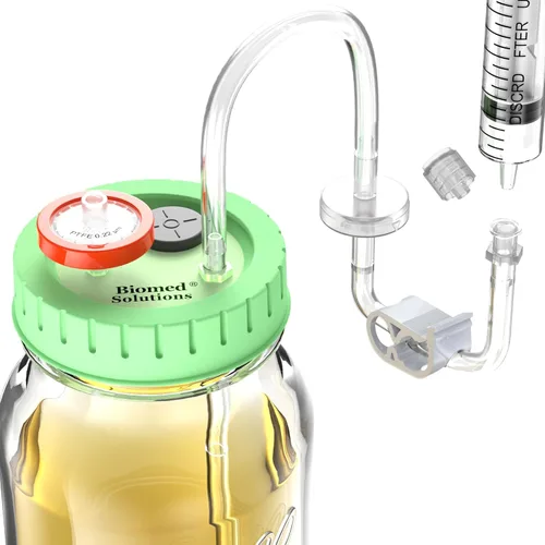 Miniatura 5 de 6 tapas de cultivo líquido de boca regular, tapa de frasco de cultivo de grano con filtro de jeringa de PTFE de 0.22um y puertos de inyección 2.756