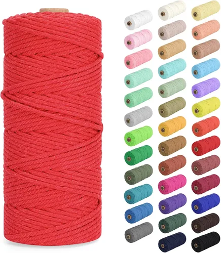 Miniatura 56 de Cordón de macramé de 0.079 in x 380 yardas (1140 pies), cuerda de algodón natural para colgar en la pared, ganchos de plantas, manualidades, Beige