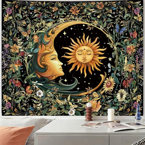 Miniatura 17 de Apdidl Tapiz de pared de bosque para dormitorio, estético, naturaleza, espacio exterior, galaxia, noche estrellada, tapiz para colgar en la pared