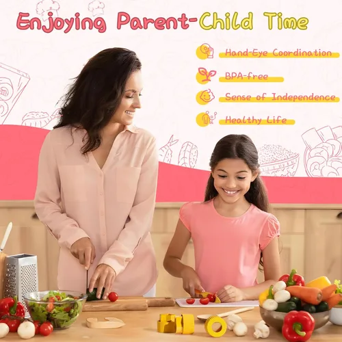 Miniatura 6 de Herramientas de Cocina Montessori para Niños Pequeños, Cuchillo para Niños para Cocina Real, Juego de Cuchillos para Niños Pequeños con Caja de Rosa