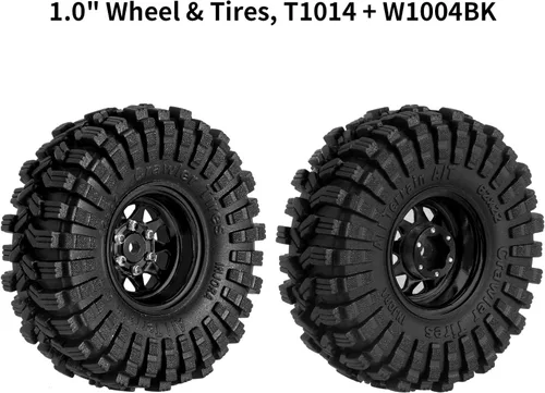 Miniatura 2 de Juego de ruedas Beadlock de 1.0 - 3.78 mm de desplazamiento para coche de oruga RC 1/18 1/24 Axial AX24 SCX24 FMS FCX24 TRX4M, Negro (W1004-T1014)