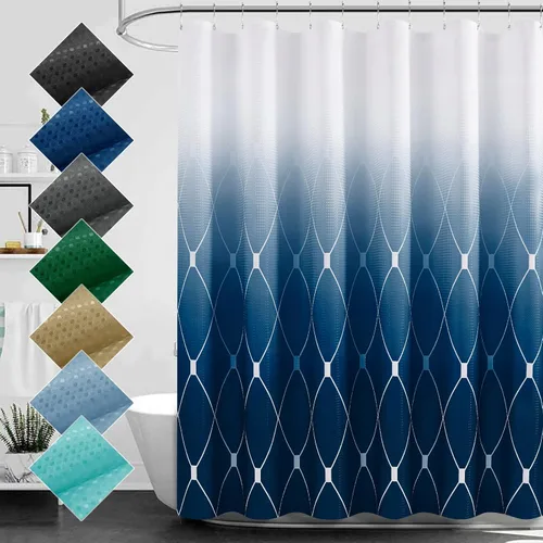 Miniatura 28 de Cortina de ducha para compartimento pequeño negra para hombres, 36 pulgadas de ancho, juego de cortinas de baño gris, cortinas geométricas estrechas