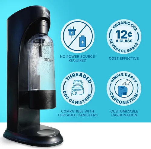 Miniatura 2 de SENSEation Máquina de Soda Accesorios de Cocina, Nuevos Artículos Esenciales para el Hogar - Juego de Máquina de Agua con Gas con 2 Cartuchos de CO2