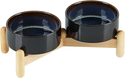 Miniatura 20 de Havniva Cuenco elevado de cerámica de 6.1 pulgadas para perros con soporte para platos de perros de razas pequeñas y medianas, cuenco de comida y 2