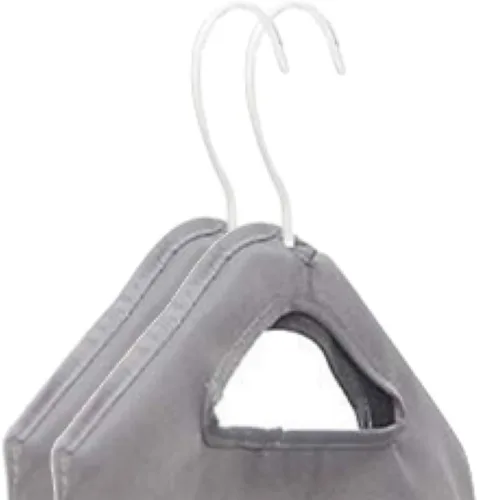 Miniatura 3 de The Fine Living Co. - Bolsa colgante para ropa sucia, resistente, ahorro de espacio, organizador con 2 perchas de metal fuertes Gris