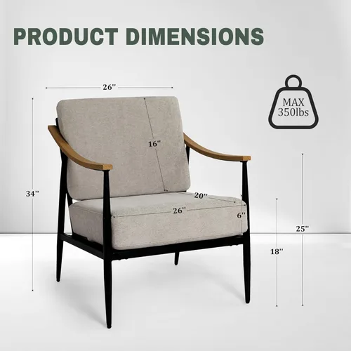 Miniatura 2 de RNKSFX Silla decorativa moderna para sala de estar, dormitorio, sillón de mediados de siglo, silla tapizada para oficina, cómoda silla de espera